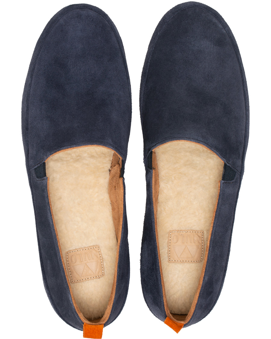 Herr | MULO Shearling Lined Slipper Navy Suede | MULO | Shearling Lined Slipper Navy Suede