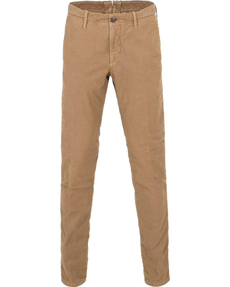 Herr | Byxor | Incotex | Slim Fit Garment Dyed Washed Slacks Khaki