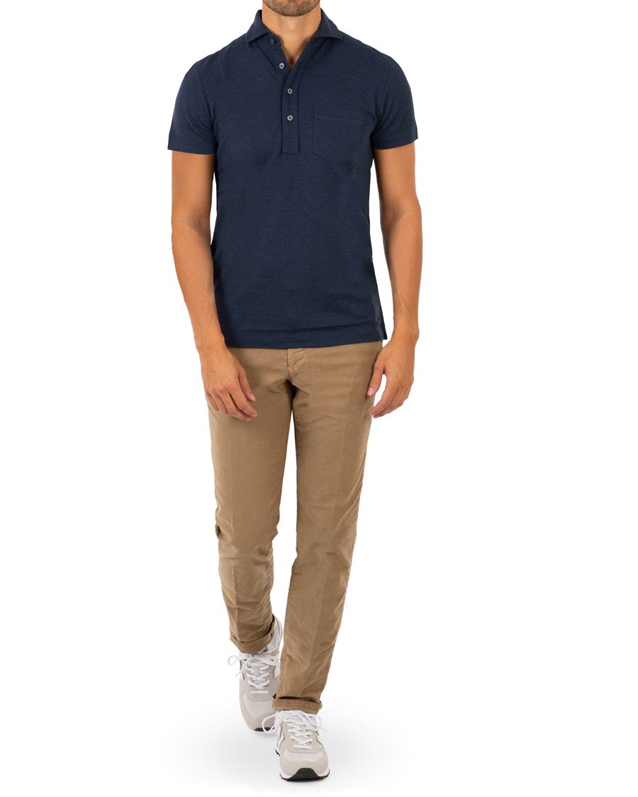 Herr | Byxor | Incotex | Slim Fit Garment Dyed Washed Slacks Khaki