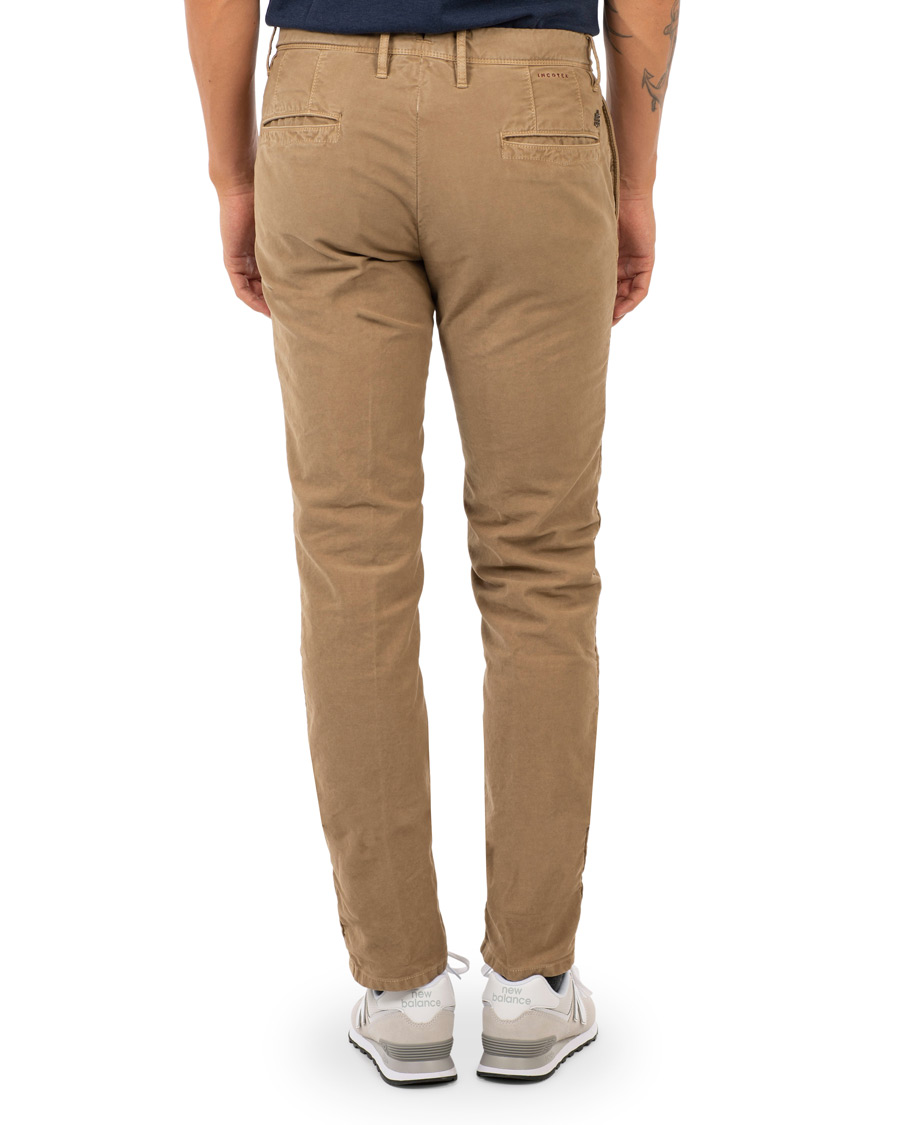 Herr | Byxor | Incotex | Slim Fit Garment Dyed Washed Slacks Khaki