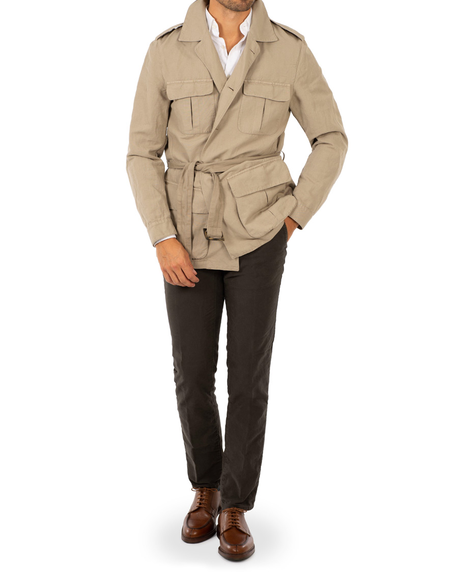 Herr | Byxor | Incotex | Slim Fit Garment Dyed Washed Slacks Dark Brown