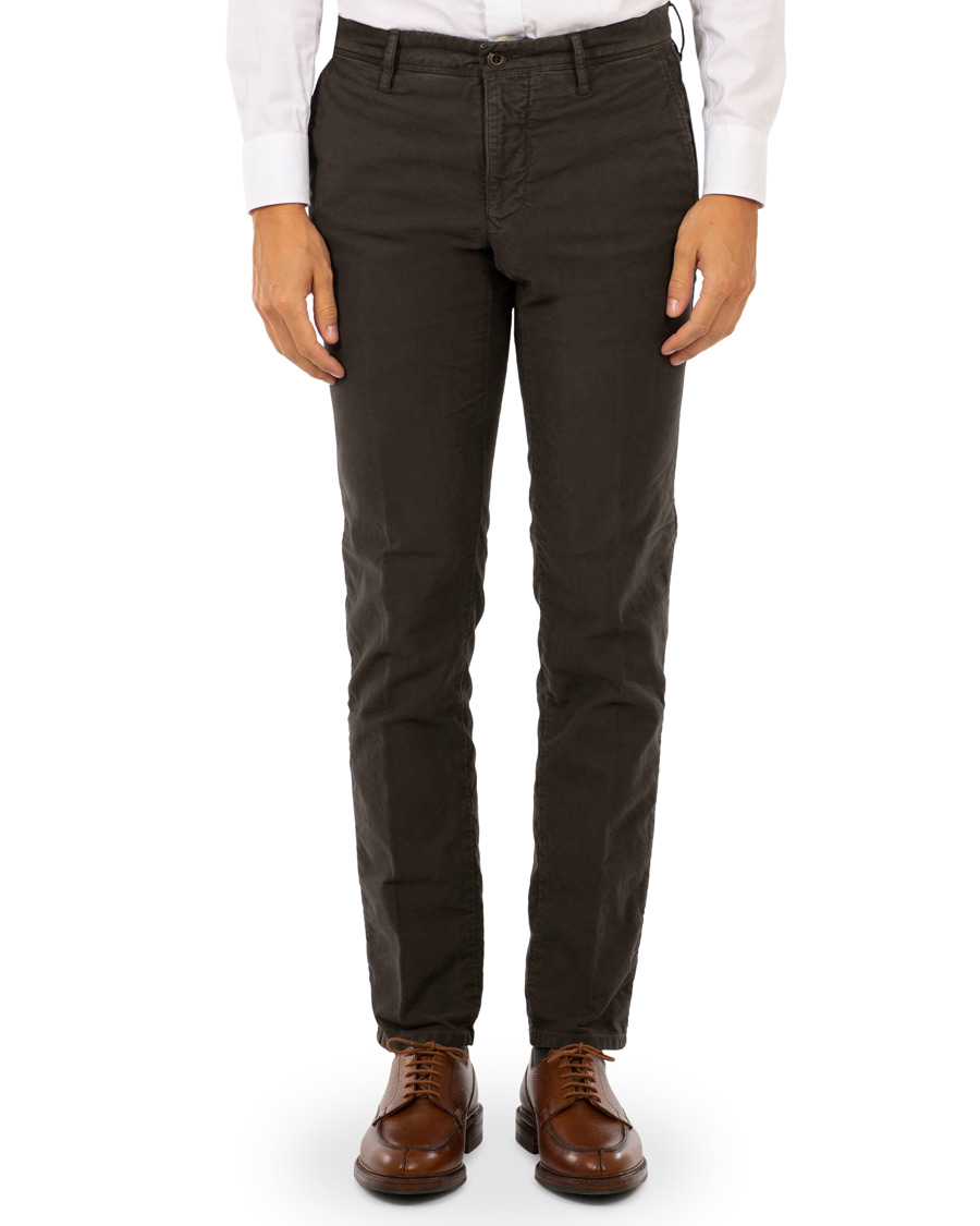 Herr | Byxor | Incotex | Slim Fit Garment Dyed Washed Slacks Dark Brown