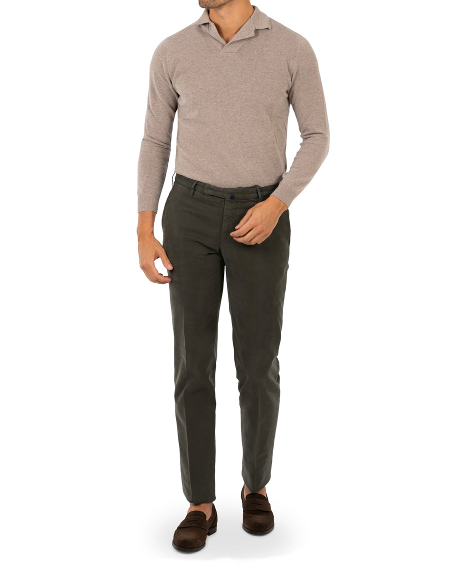 Herr | Byxor | Incotex | Slim Fit Comfort Chino Forest Green