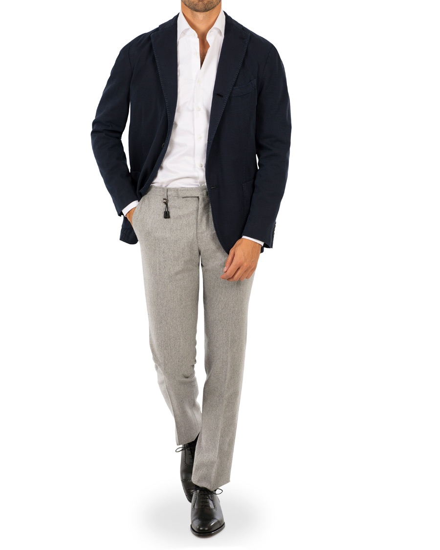 Herr | Byxor | Incotex | Super 100's Flannel Trousers Light Grey