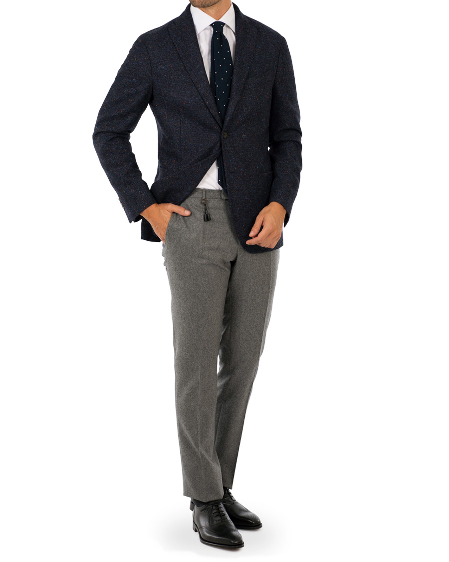 Herr | Byxor | Incotex | Super 100's Flannel Trousers Medium Grey