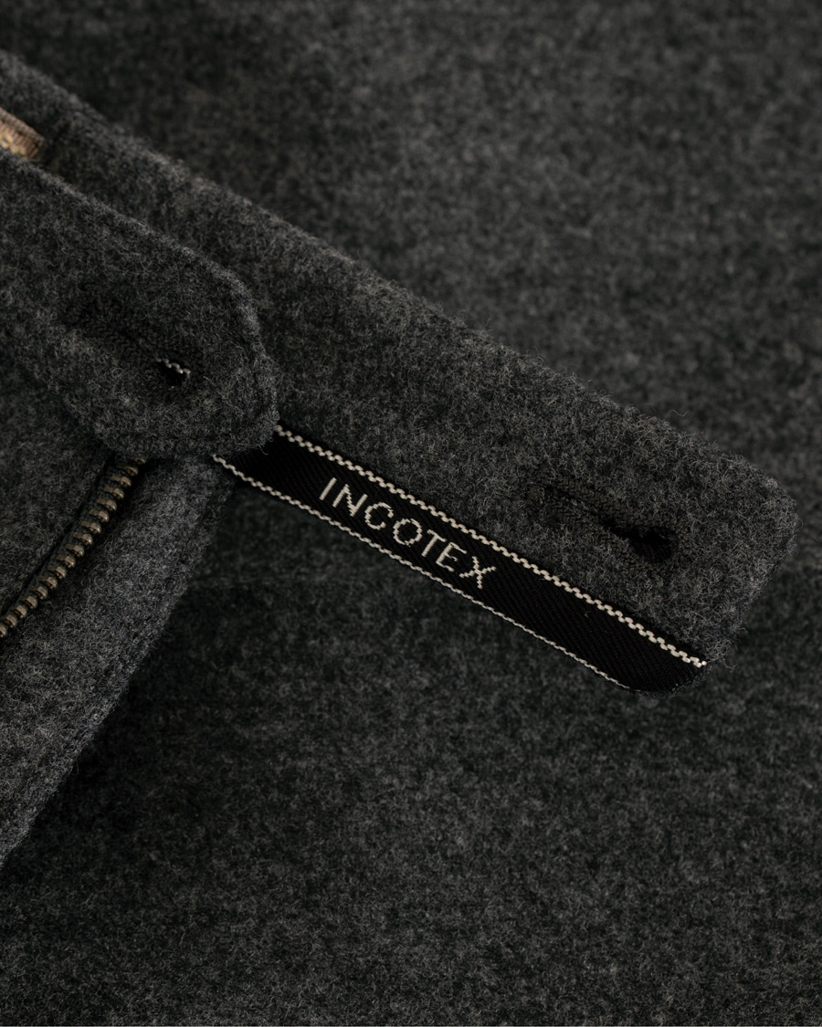 Herr | Byxor | Incotex | Super 100's Flannel Trousers Charcoal