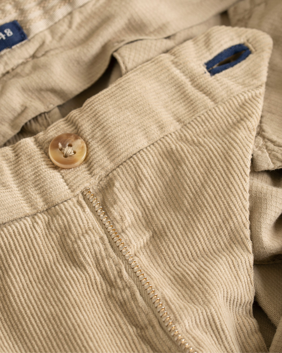 Herr | Byxor | Incotex | Garment Dyed Baby Cord Stretch Trousers Khaki