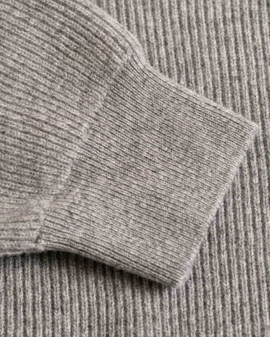 Herr | Tröjor | Johnstons of Elgin | Wool/Cashmere Ribbed Rollneck Light Grey