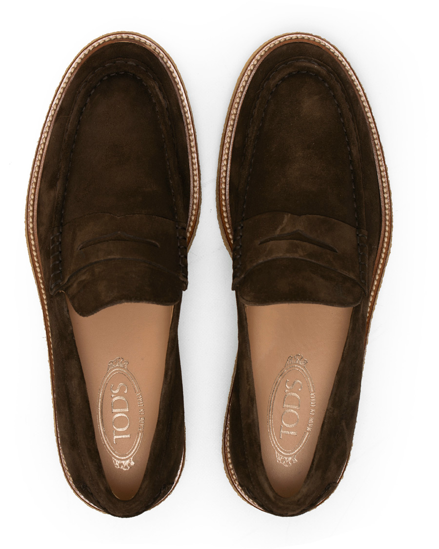 Herr | Tod's Crepe Sole Moccasino Loafer Dark Brown Suede | Tod's | Crepe Sole Moccasino Loafer Dark Brown Suede