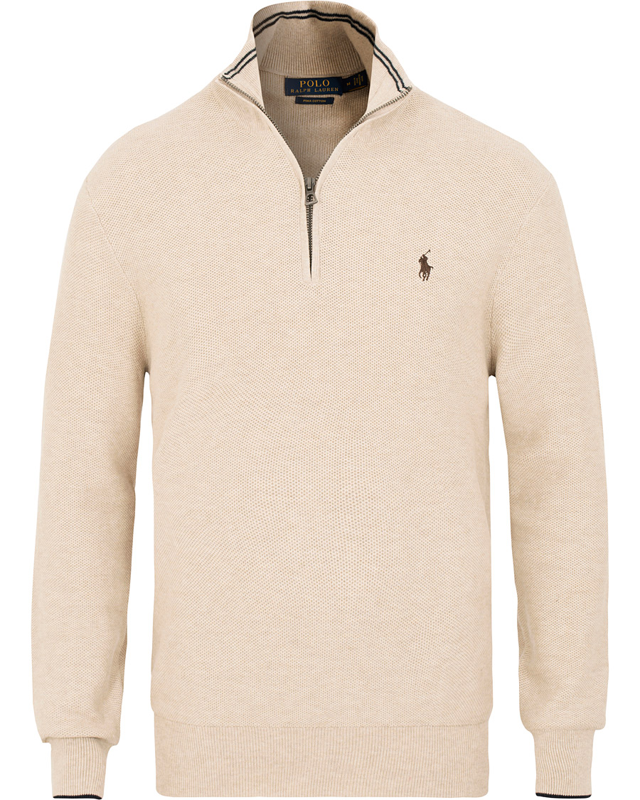 Herr | Tröjor | Polo Ralph Lauren | Texture Half Zip Oatmeal Heather