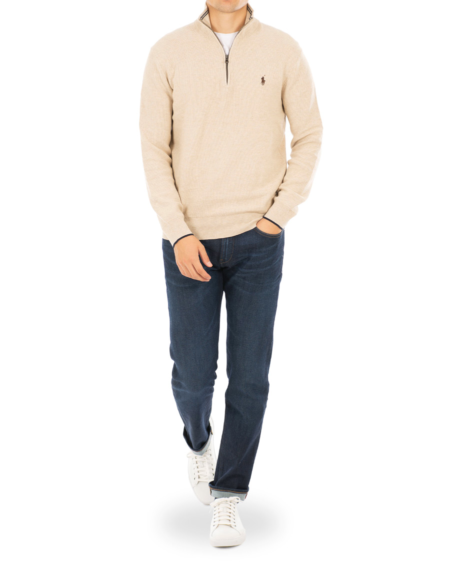 Herr | Tröjor | Polo Ralph Lauren | Texture Half Zip Oatmeal Heather