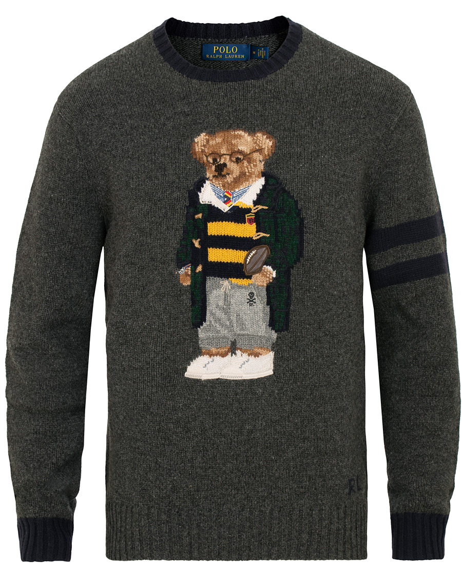 Herr | Tröjor | Polo Ralph Lauren | Wool Knitted Bear Crew Neck Grey Heather