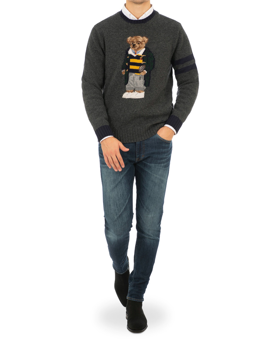 Herr | Tröjor | Polo Ralph Lauren | Wool Knitted Bear Crew Neck Grey Heather
