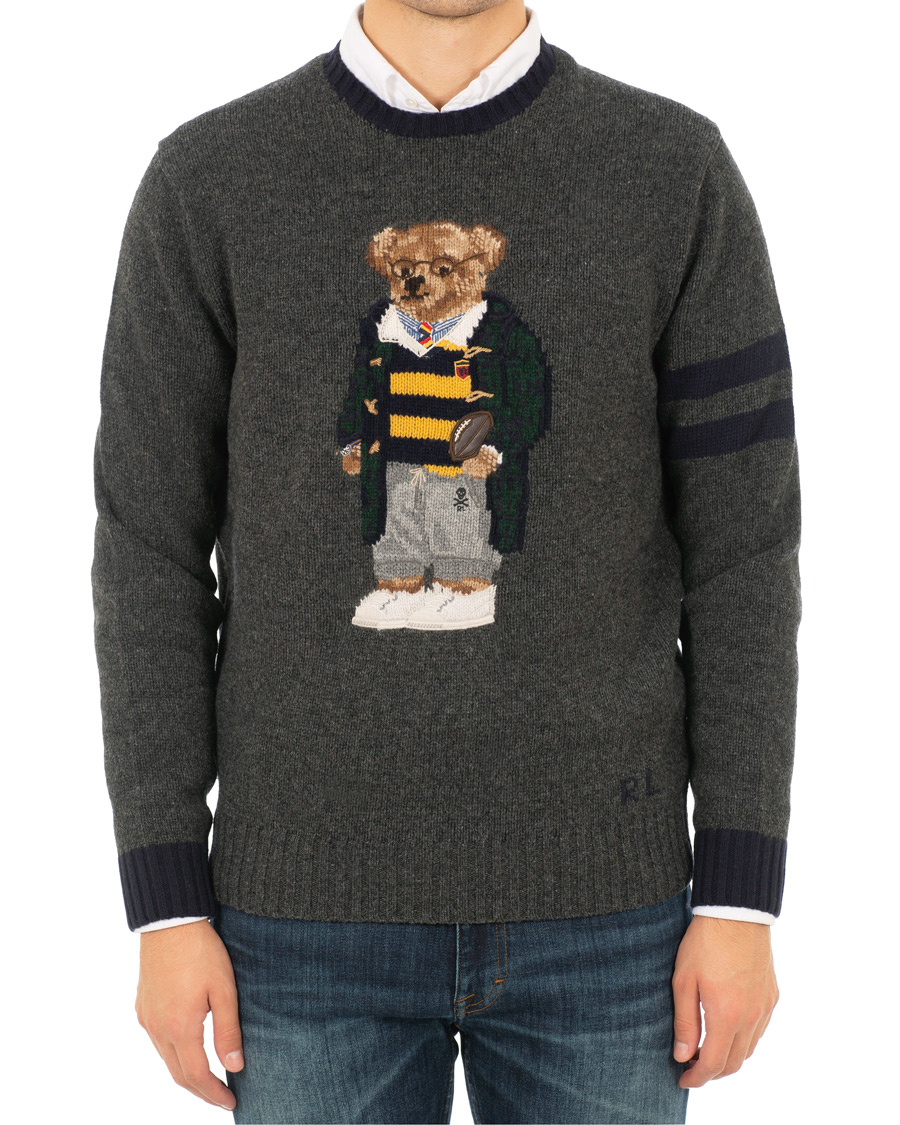 Herr | Tröjor | Polo Ralph Lauren | Wool Knitted Bear Crew Neck Grey Heather