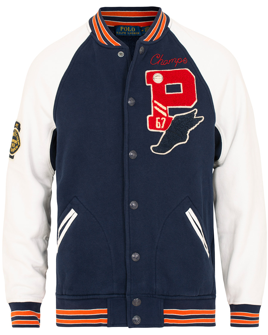 Herr | Tröjor | Polo Ralph Lauren | Varsity Teddy P Sweat Bomber Cruise Navy/White