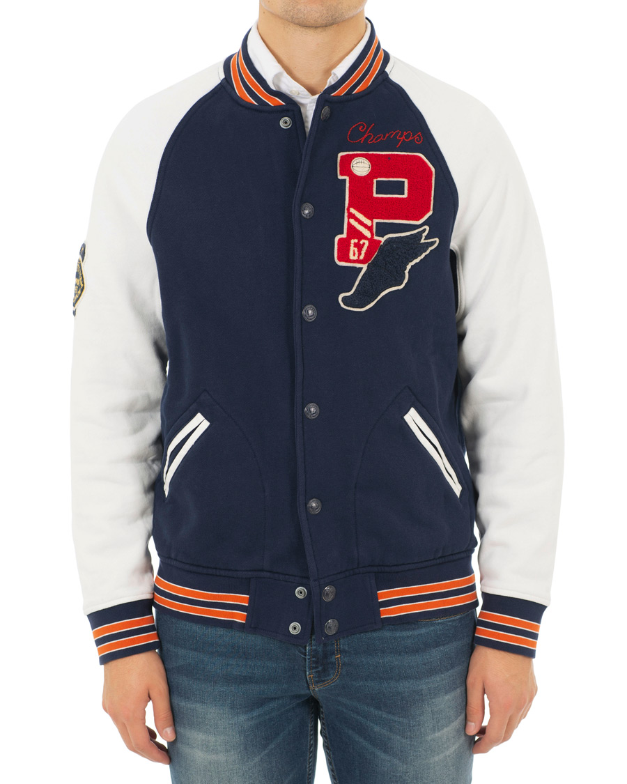 Herr | Tröjor | Polo Ralph Lauren | Varsity Teddy P Sweat Bomber Cruise Navy/White