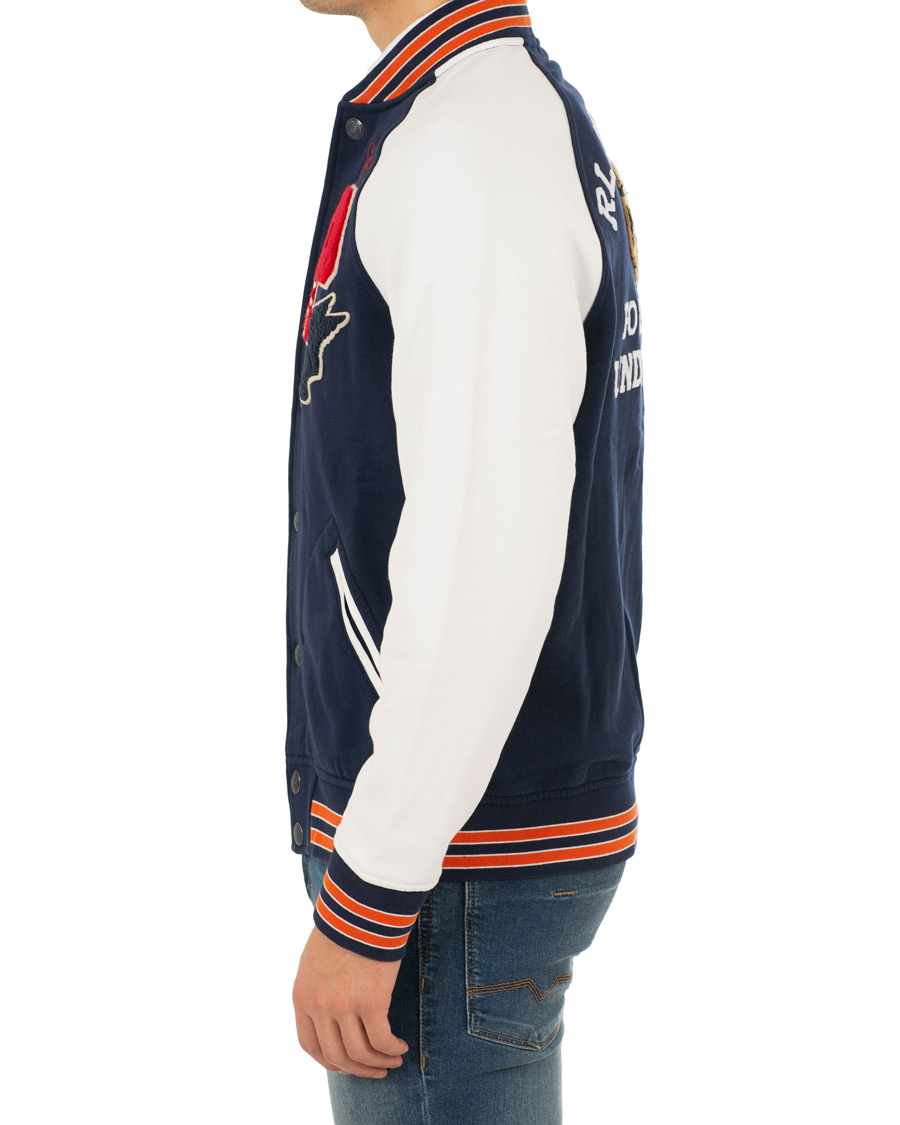 Herr | Tröjor | Polo Ralph Lauren | Varsity Teddy P Sweat Bomber Cruise Navy/White
