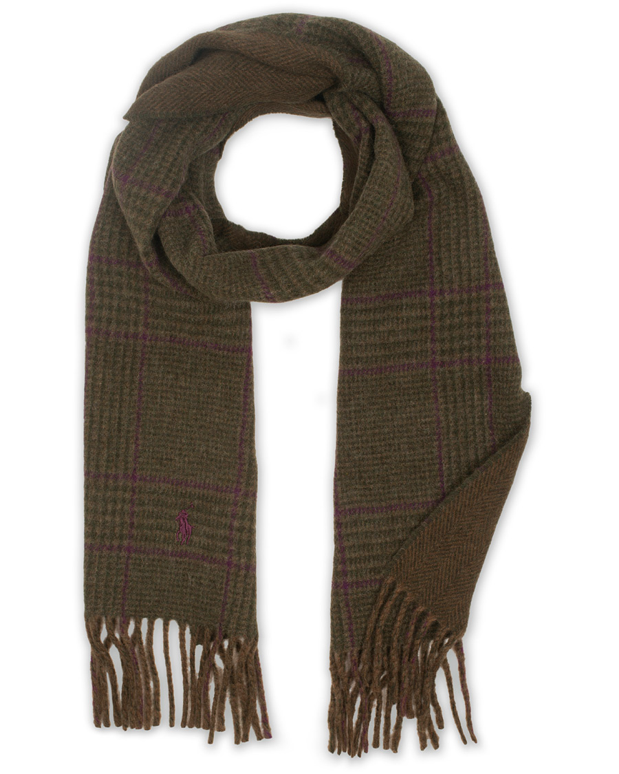 Herr | Polo Ralph Lauren Wool Reversible Check Scarf Olive/Glenplaid | Polo Ralph Lauren | Wool Reversible Check Scarf Olive/Glenplaid
