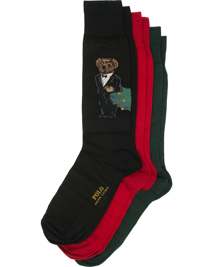 Herr | Underkläder | Polo Ralph Lauren | 3-Pack Bear Sock Green/Black/Red