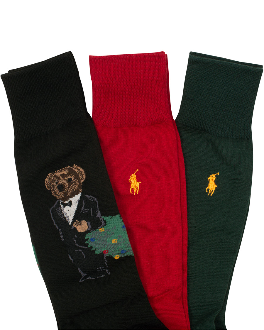 Herr | Underkläder | Polo Ralph Lauren | 3-Pack Bear Sock Green/Black/Red