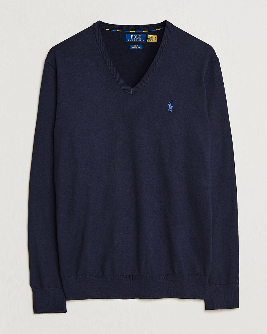 Herr | Tröjor | Polo Ralph Lauren | Pima Cotton V-neck Pullover Hunter Navy