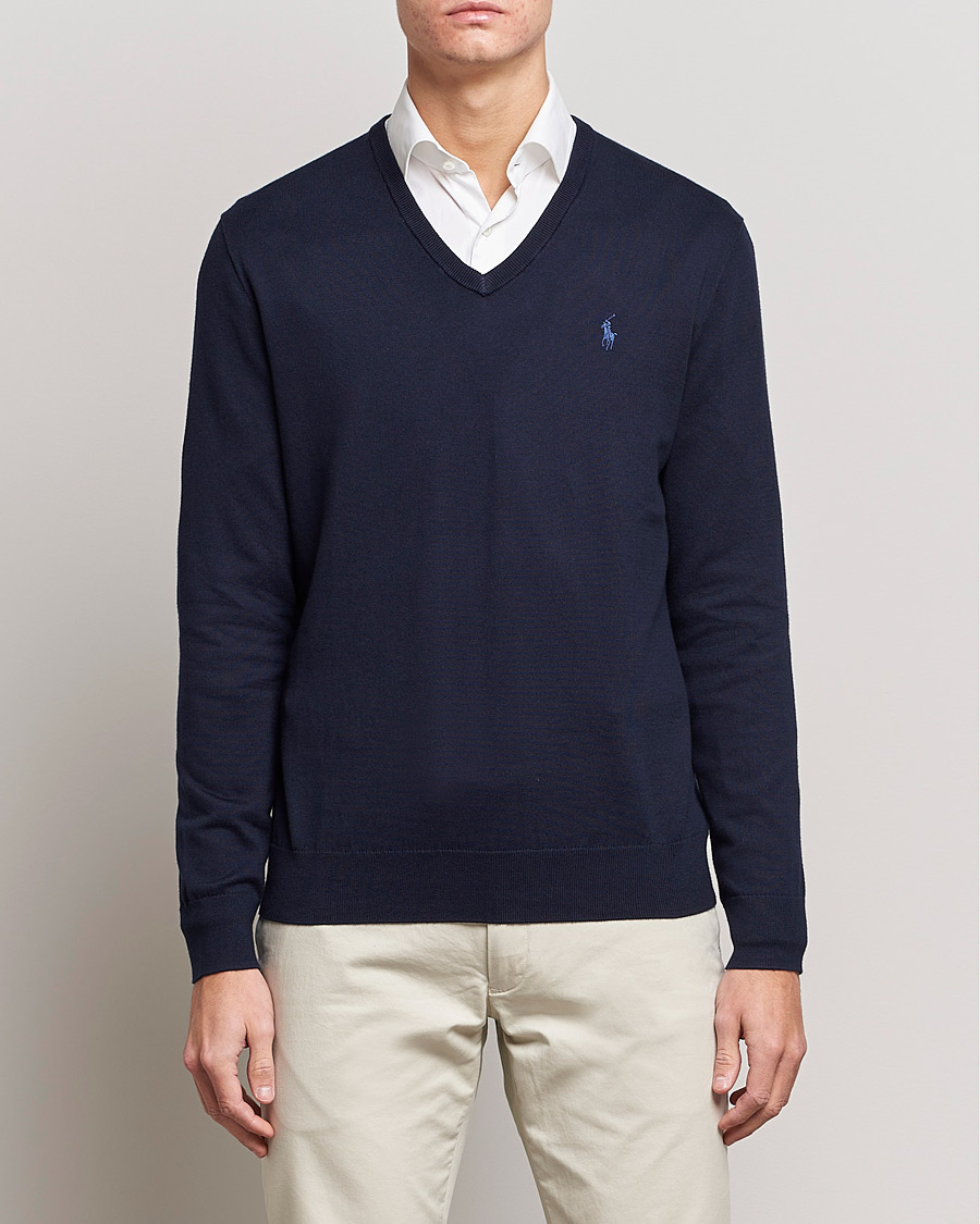 Herre |  | Polo Ralph Lauren | Pima Cotton V-neck Pullover Hunter Navy