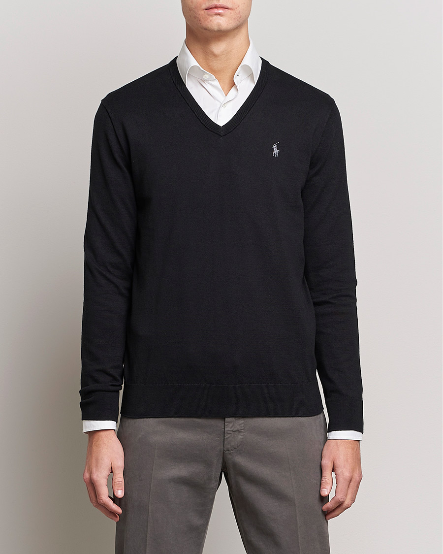 Herr | Tröjor | Polo Ralph Lauren | Pima Cotton V-neck Pullover Polo Black
