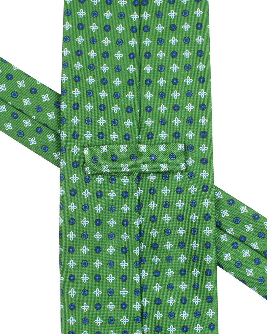 Herr | E. Marinella 3-Fold Printed Heritage Symbol Silk Tie 8 Cm Grass Green | E. Marinella | 3-Fold Printed Heritage Symbol Silk Tie 8 Cm Grass Green