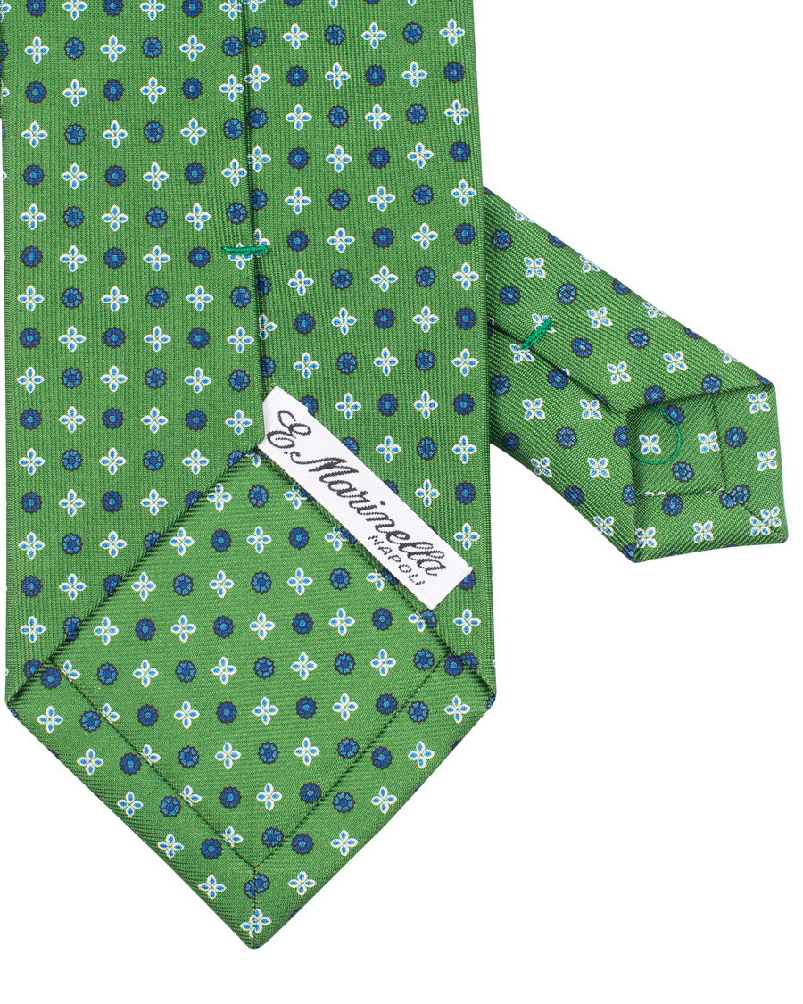 Herr | E. Marinella 3-Fold Printed Heritage Symbol Silk Tie 8 Cm Grass Green | E. Marinella | 3-Fold Printed Heritage Symbol Silk Tie 8 Cm Grass Green