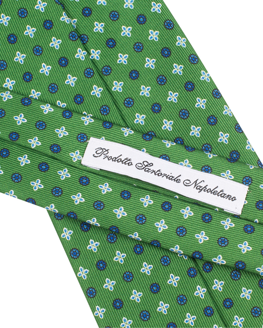 Herr | E. Marinella 3-Fold Printed Heritage Symbol Silk Tie 8 Cm Grass Green | E. Marinella | 3-Fold Printed Heritage Symbol Silk Tie 8 Cm Grass Green