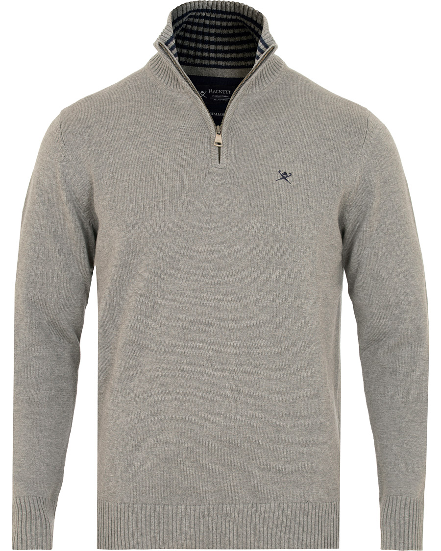 Herr | Tröjor | Hackett | Cotton Half Zip Grey