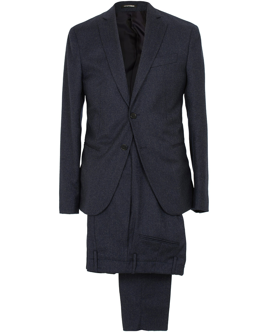Herr | Kostymer | Emporio Armani | F-Line Fitted Flannel Suit Dark Blue