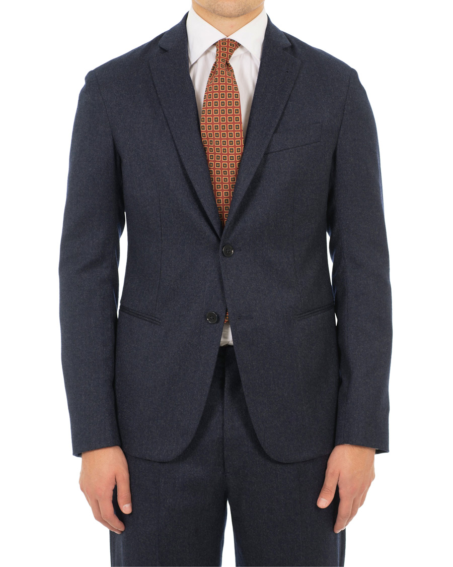 Herr | Kostymer | Emporio Armani | F-Line Fitted Flannel Suit Dark Blue