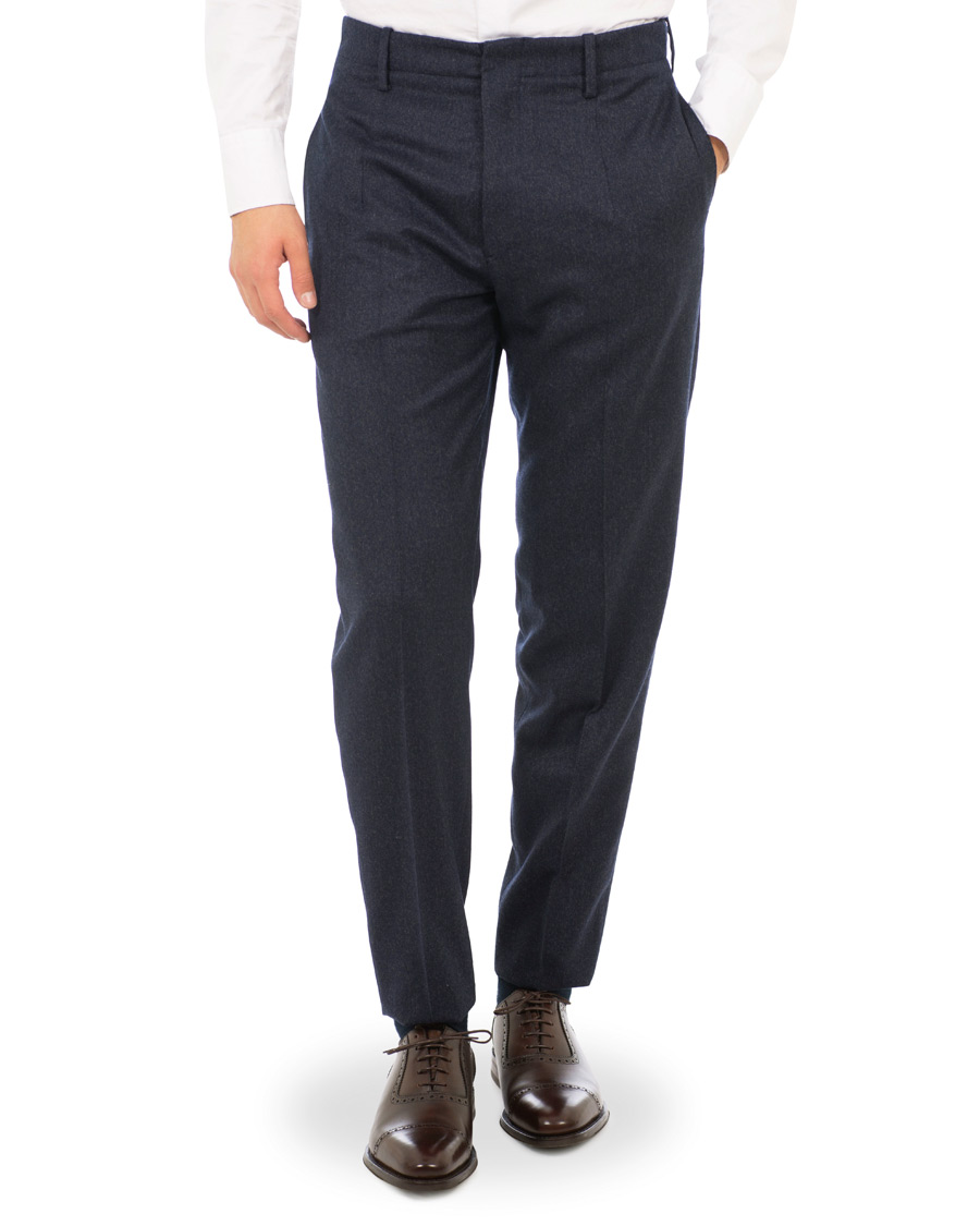 Herr | Kostymer | Emporio Armani | F-Line Fitted Flannel Suit Dark Blue