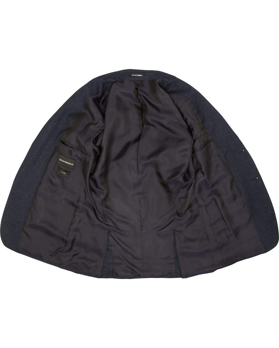 Herr | Kostymer | Emporio Armani | F-Line Fitted Flannel Suit Dark Blue