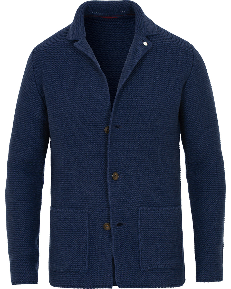 Herr | Kavajer | L.B.M. 1911 | Knitted Cardigan Blazer Dark Blue