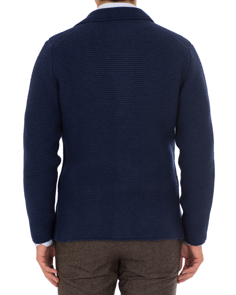Herr | Kavajer | L.B.M. 1911 | Knitted Cardigan Blazer Dark Blue