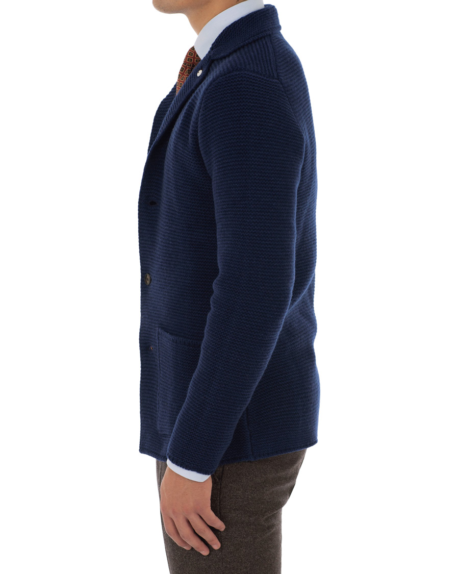 Herr | Kavajer | L.B.M. 1911 | Knitted Cardigan Blazer Dark Blue