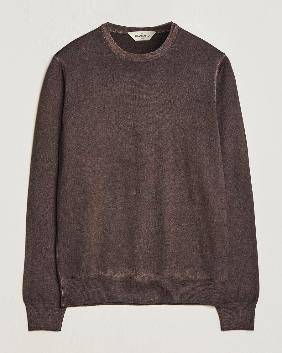 Herr | Tröjor | Gran Sasso | Vintage Merino Fashion Fit Crew Neck Pullover Brown