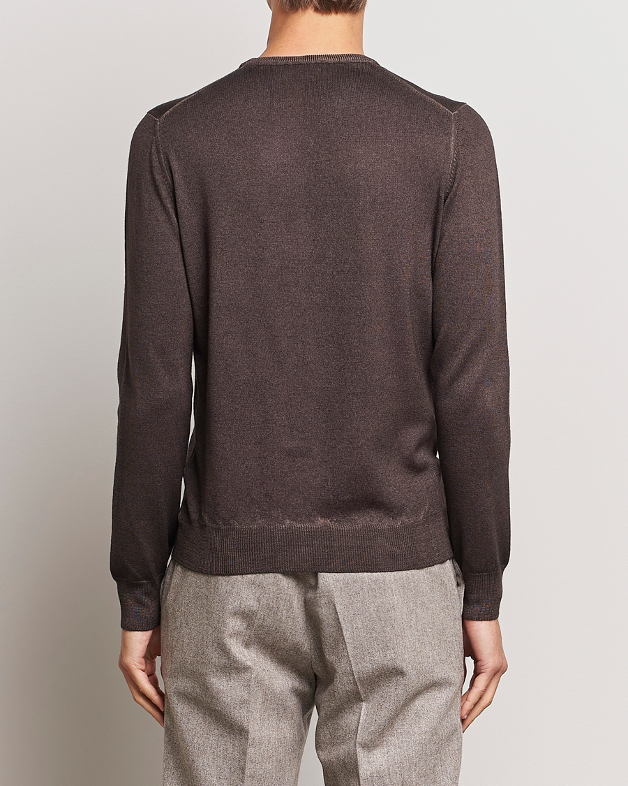 Herr | Tröjor | Gran Sasso | Vintage Merino Fashion Fit Crew Neck Pullover Brown