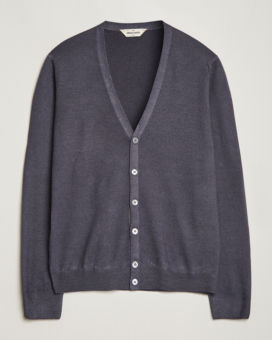 Herr | Tröjor | Gran Sasso | Vintage Merino Fashion Fit Cardigan Charcoal