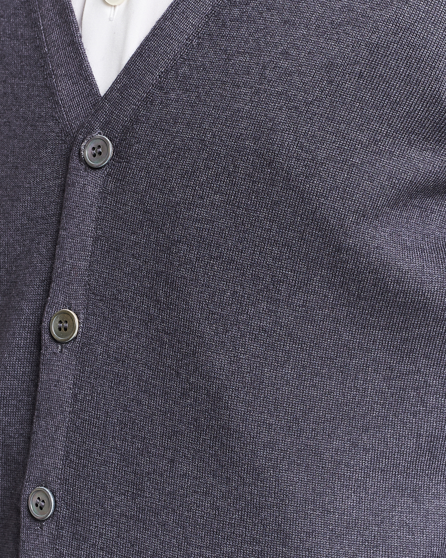 Herr | Tröjor | Gran Sasso | Vintage Merino Fashion Fit Cardigan Charcoal