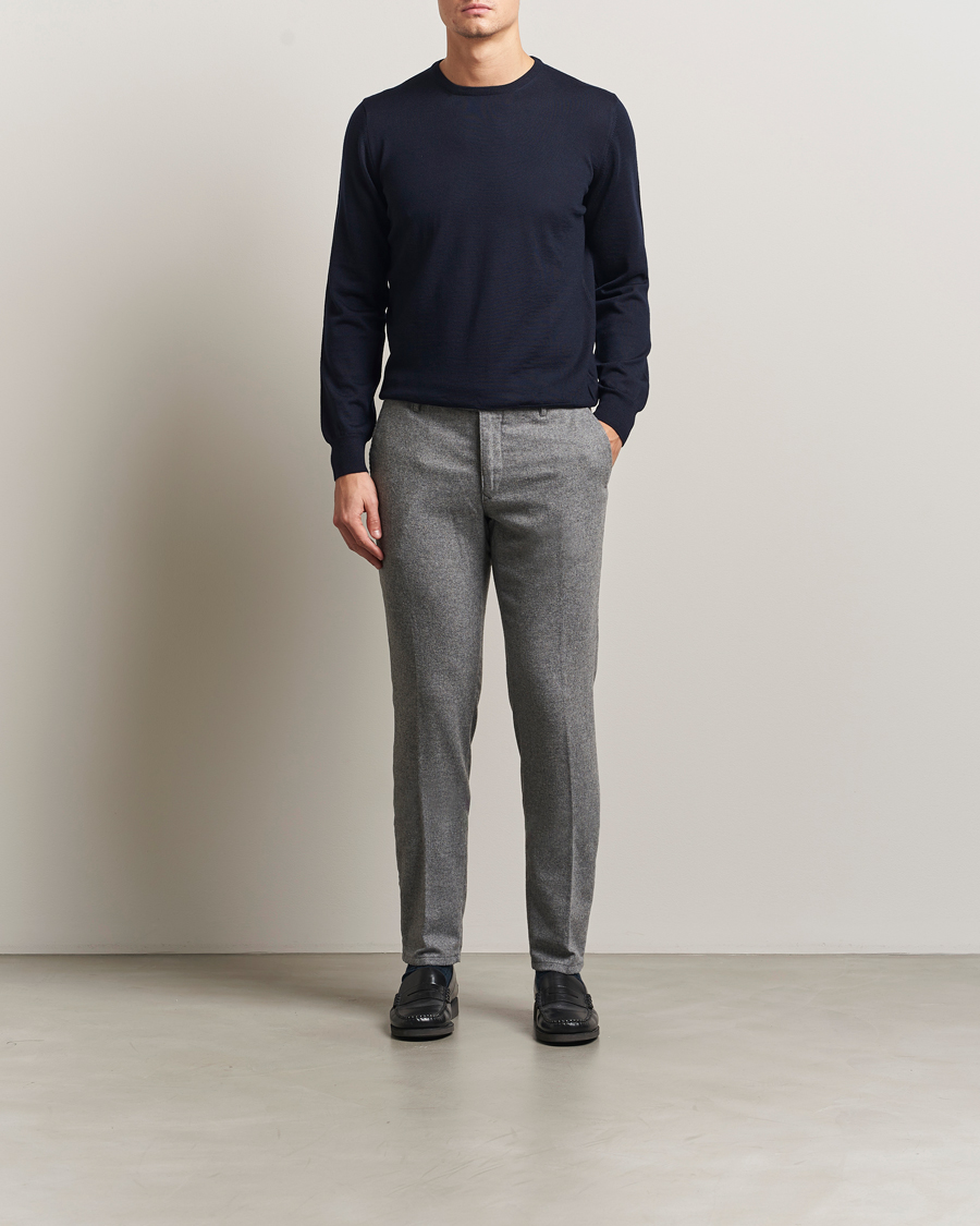 Herr | Tröjor | Gran Sasso | Merino Fashion Fit Crew Neck Pullover Navy