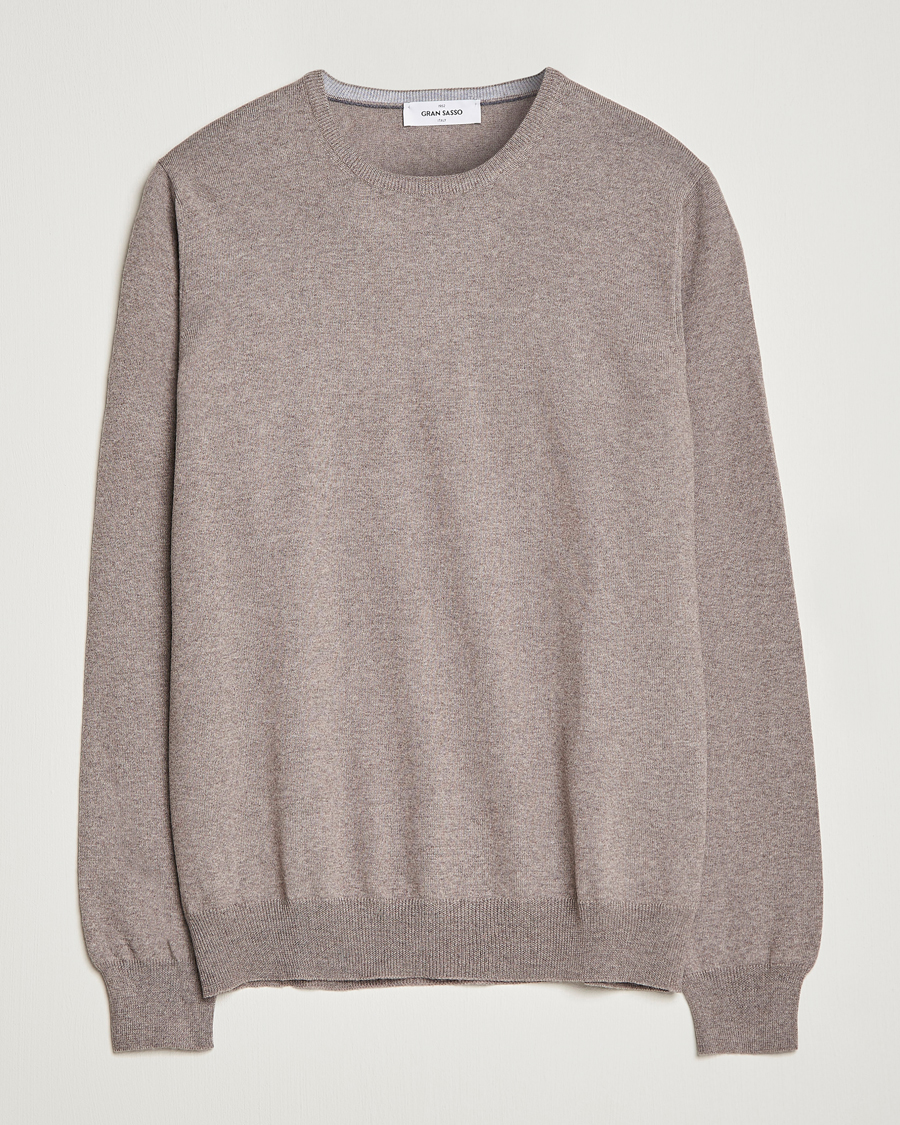Herr | Tröjor | Gran Sasso | Merino Fashion Fit Crew Neck Pullover Beige
