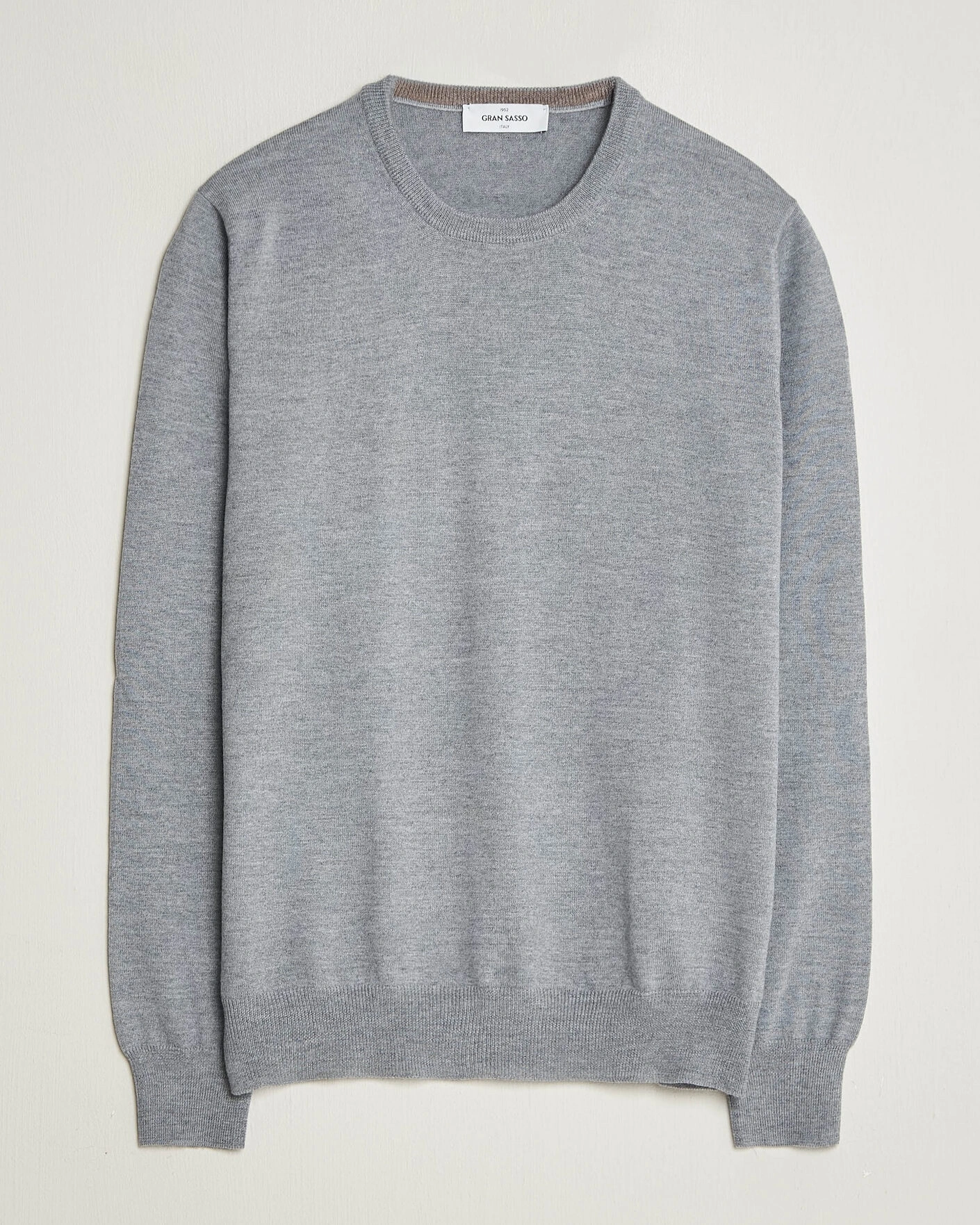 Herr | Tröjor | Gran Sasso | Merino Fashion Fit Crew Neck Pullover Light Grey