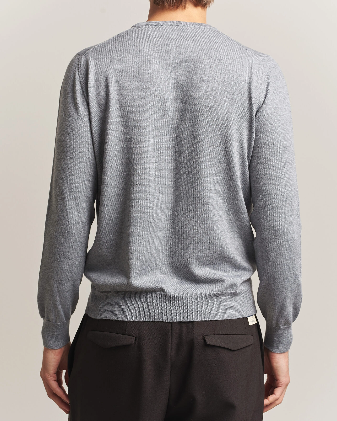 Herr | Tröjor | Gran Sasso | Merino Fashion Fit Crew Neck Pullover Light Grey