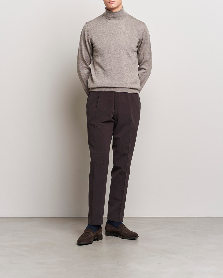 Herr | Tröjor | Gran Sasso | Merino Fashion Fit Rollneck Beige