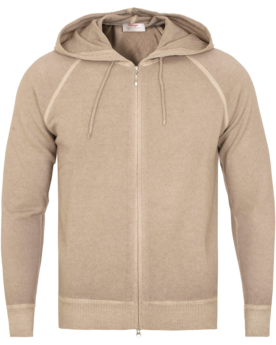 Herr | Tröjor | Gran Sasso | Vintage Merino Fashion Fit Full Zip Hoodie Beige