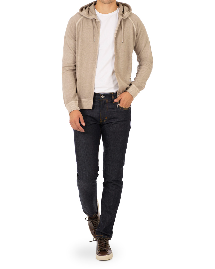 Herr | Tröjor | Gran Sasso | Vintage Merino Fashion Fit Full Zip Hoodie Beige