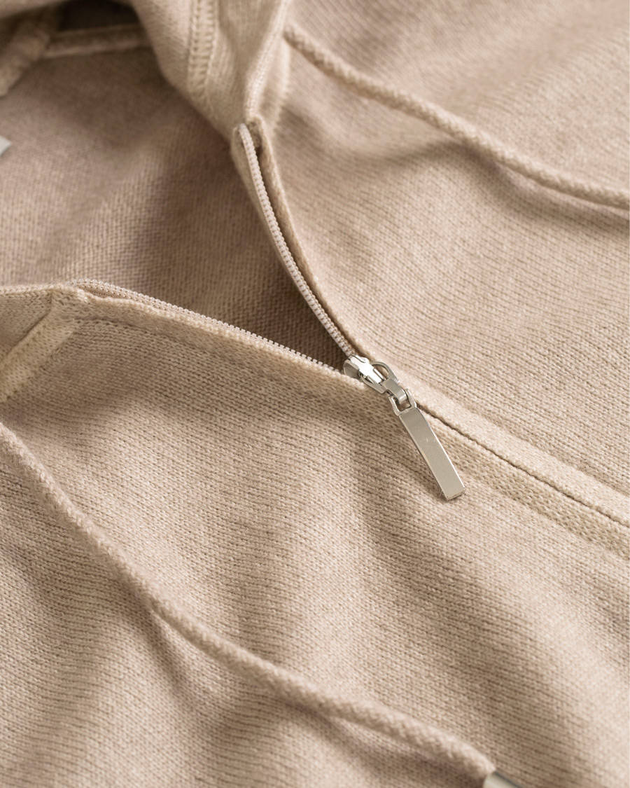 Herr | Tröjor | Gran Sasso | Vintage Merino Fashion Fit Full Zip Hoodie Beige